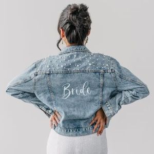 Denim Bride Jacket with Faux Pearls